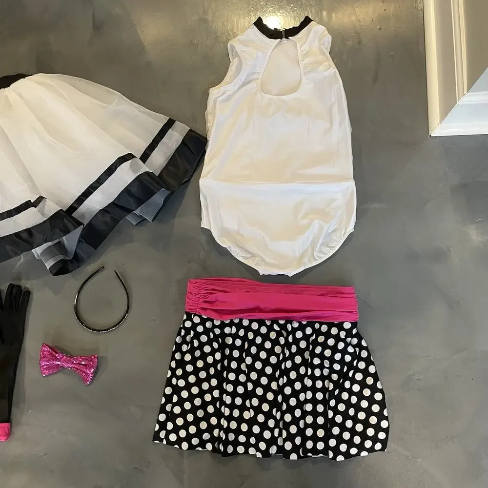 Revolution Dance 2 In 1 Black Pink and White Recital Dress Costume RC19777 XLC‎